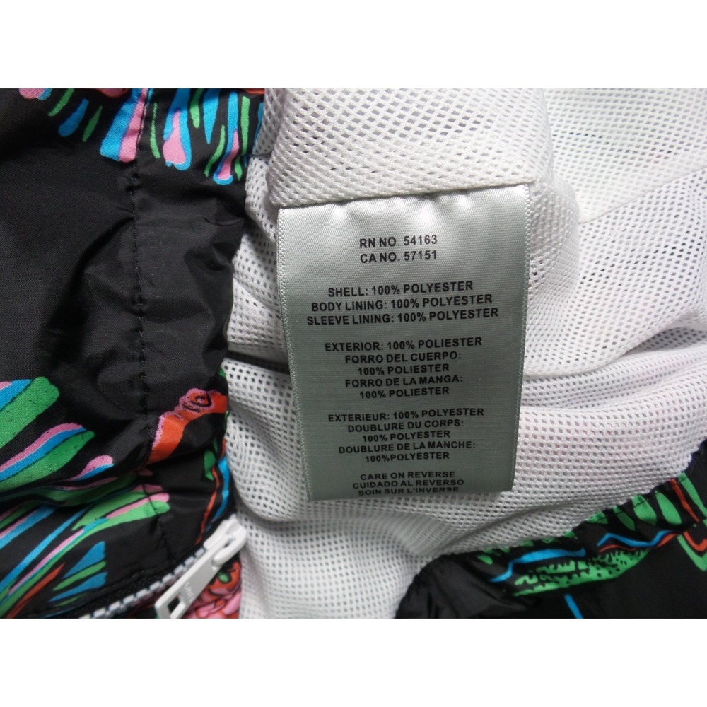 Levis Jacket Womens Size Medium Black Floral Pullover 1/4 Zip Hooded Windbreaker - Picture 14 of 15